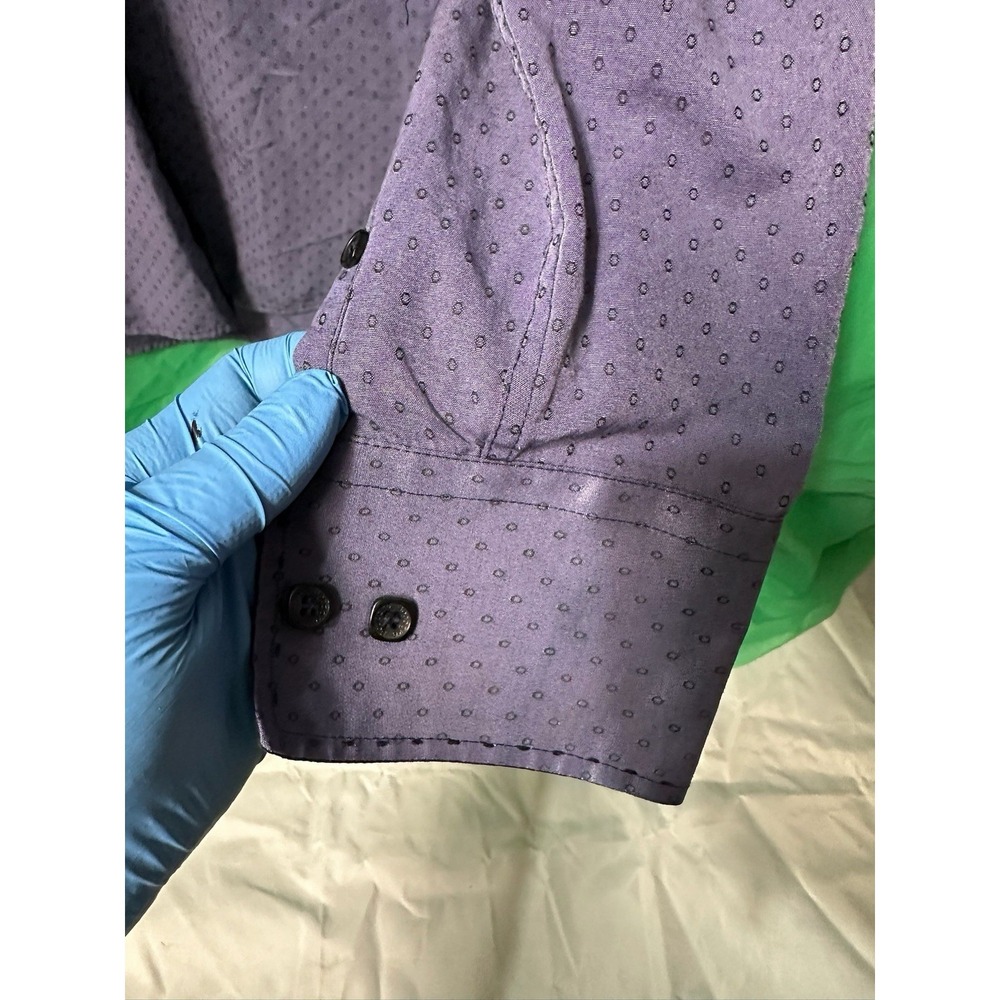 Bespoke Men's Dress Shirt Medium Blue Pattern Button Down Long Sleeve - Picture 5 of 7